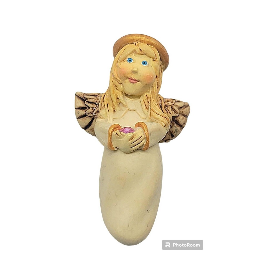 Vintage Angel Brooch Pink June or October Birth Stone 1998 SE Signed 1.75" M1